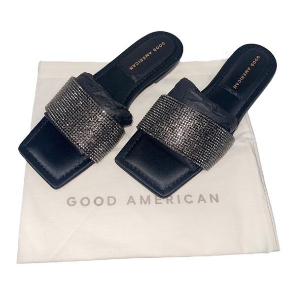 NIB! Good American Crystal Crush Shimmer Standout Slide Sandal - Size 7 - Picture 7 of 10